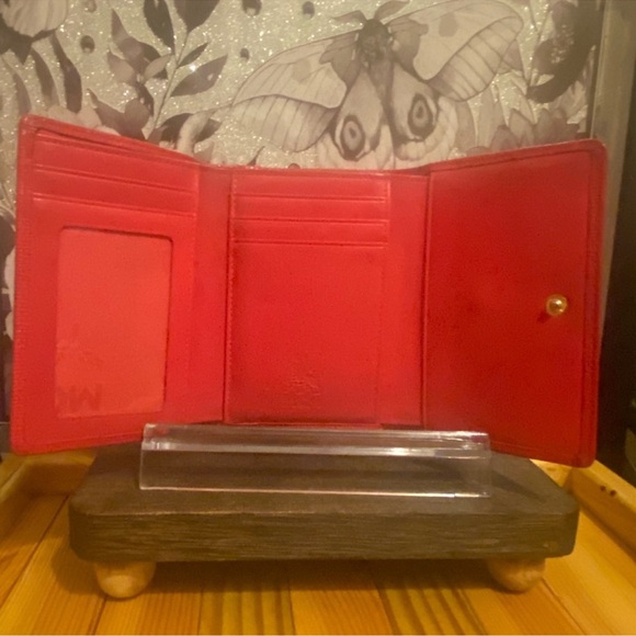 EUC Vintage MCM Red Leather Tri Fold Logo Wallet with Charms - Picture 11 of 16